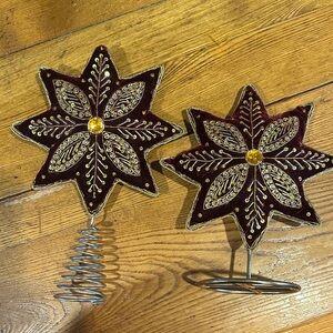 Elegant Burgundy and Gold Star Tree Topper